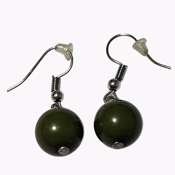 Retro Green Ball Bead Dangle Drop Earrings St Patricks Day Fashion Jewelry Women - Picture 1 of 5